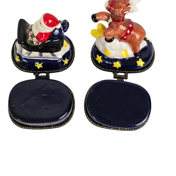 Lot of 4 miniature Christmas holiday boxes china tin resin - Picture 5 of 10